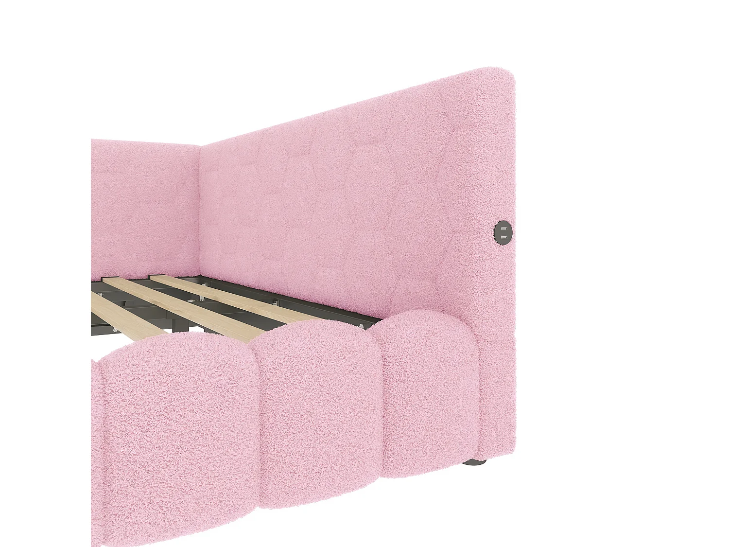 Opbergbed 140x200 cm - Volwassen bed met LED-verlichting en USB-oplader - roze - zonder matras