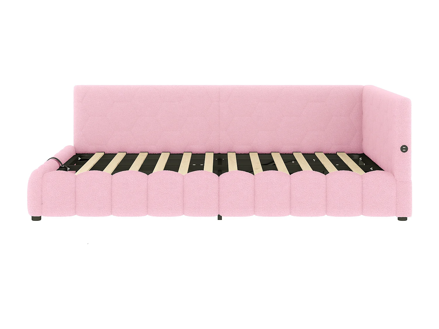 Opbergbed 140x200 cm - Volwassen bed met LED-verlichting en USB-oplader - roze - zonder matras