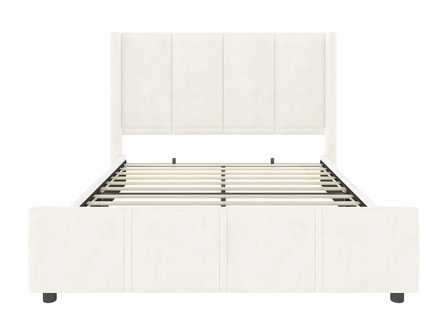 Lit adulte 140 x 200 cm - Cadre de lit avec recharge USB et tête de lit - beige - sans matelas