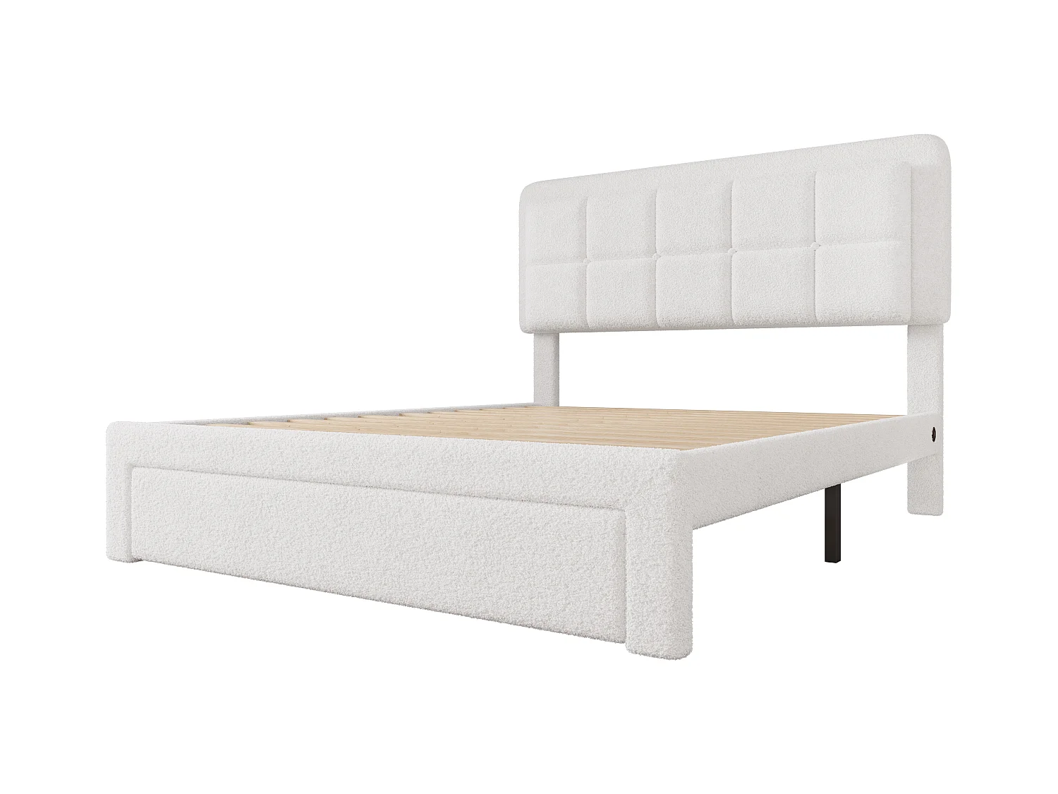 Lit enfant 160 x 200 cm - Cadre de lit avec chargement USB et lumière LED - 1 tiroir et tête de lit réglable - blanc