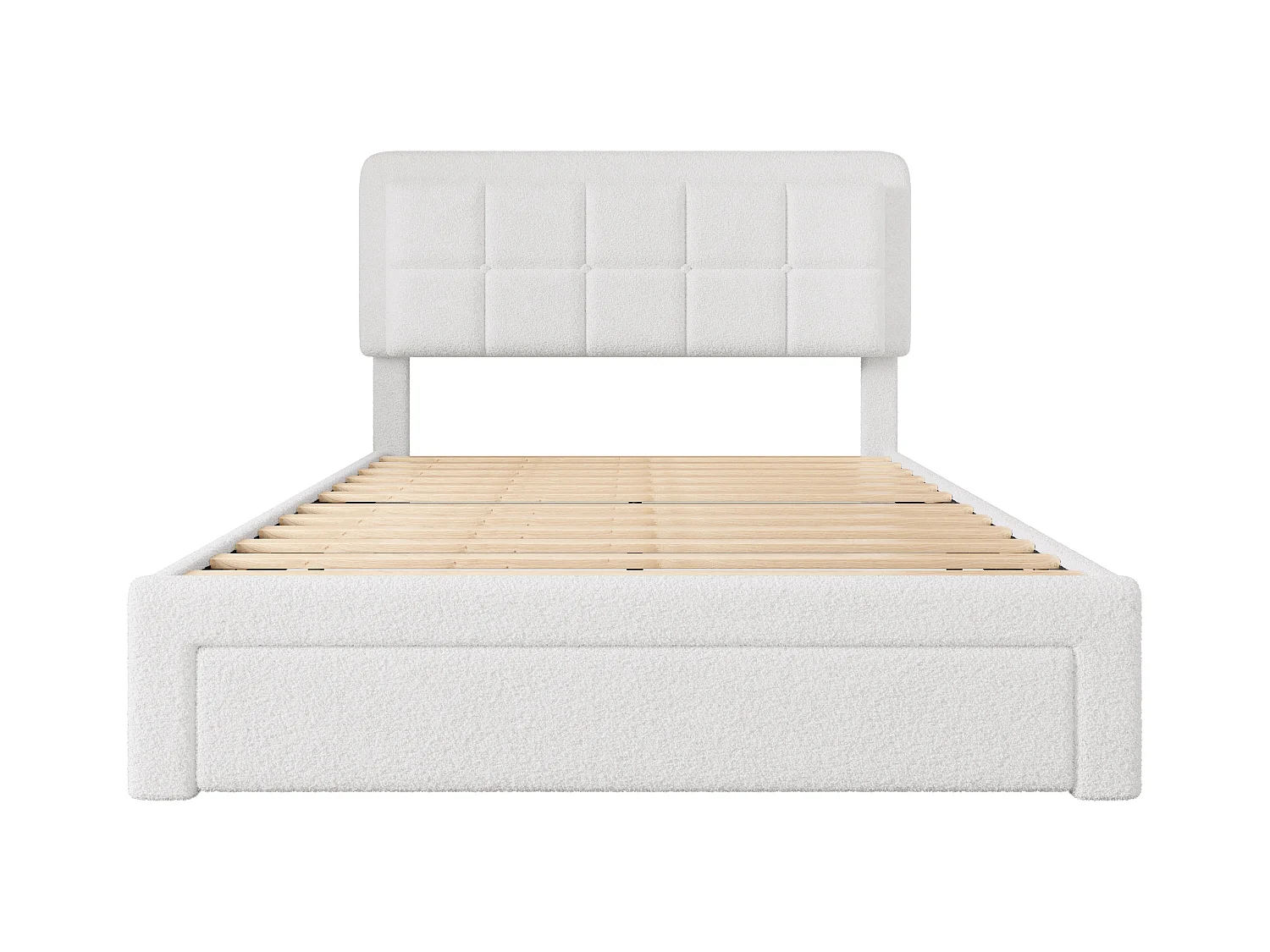 Lit enfant 160 x 200 cm - Cadre de lit avec chargement USB et lumière LED - 1 tiroir et tête de lit réglable - blanc