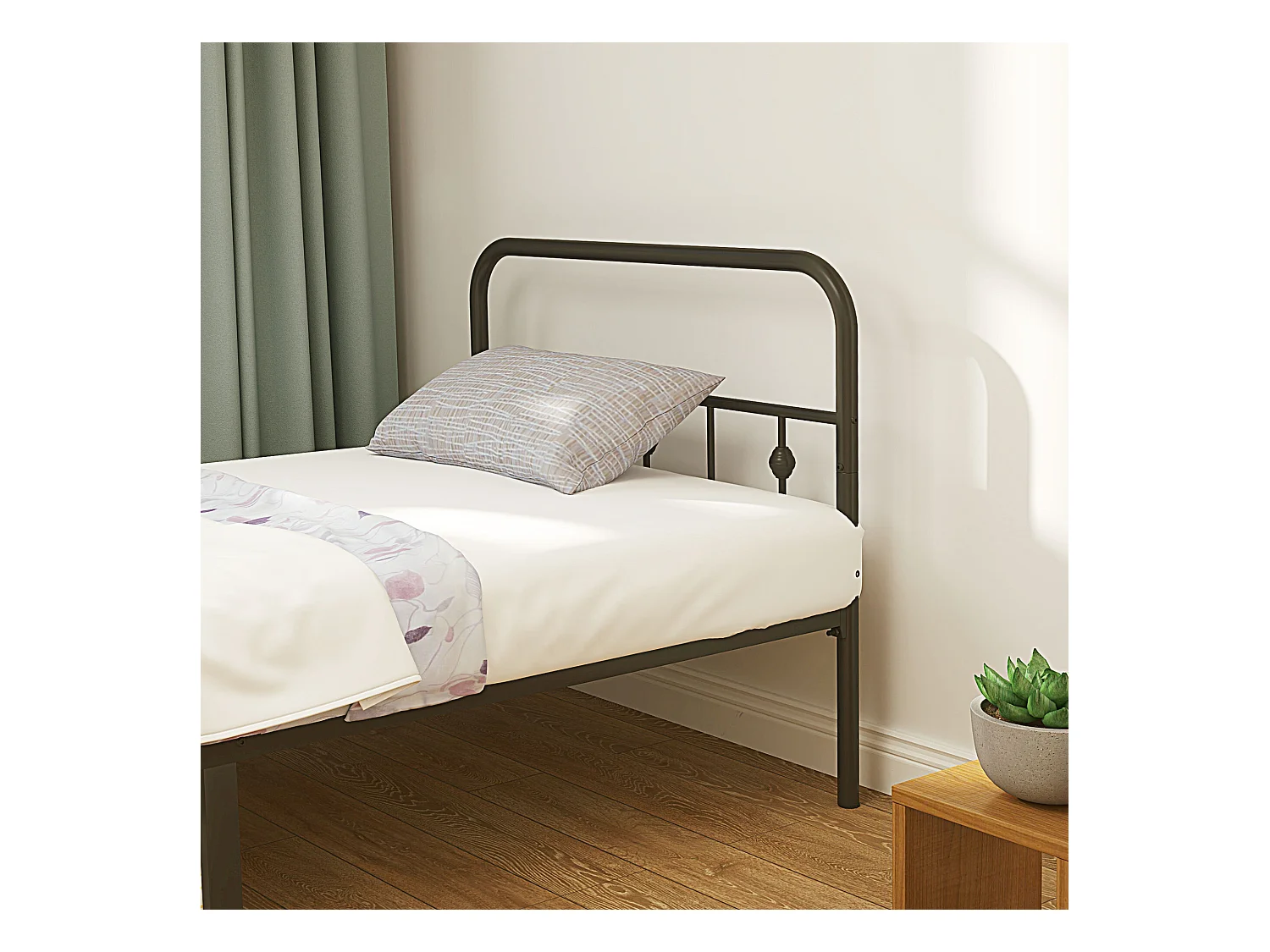 Lit enfant 90x200 cm - Cadre de lit avec cadre en métal et pliable - noir