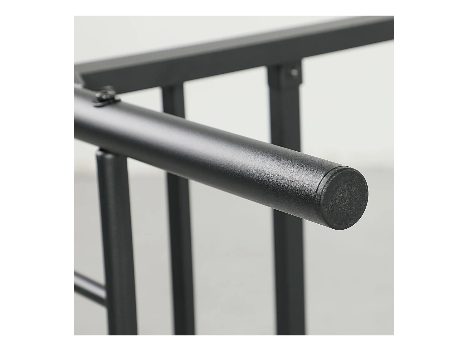 Kinderbett 90x200 cm - Bettgestell mit Metallrahmen und klappbar - schwarz