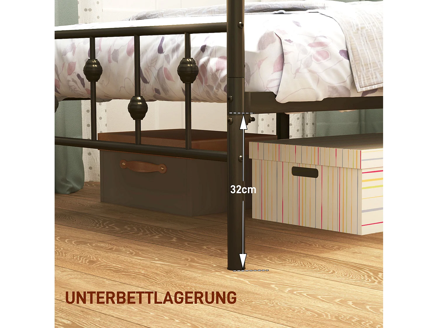 Łóżko dziecięce 90 x 200 cm – łóżko pojedyncze z metalową ramą i składane – czarne