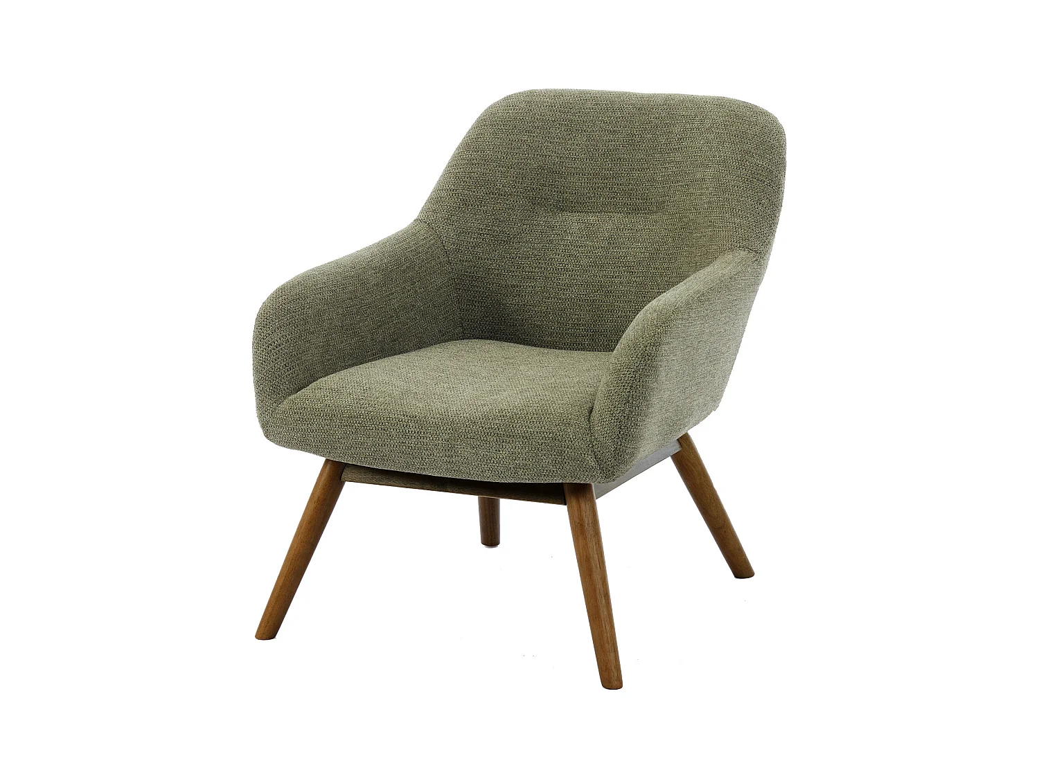 MALMO-Sillón de madera patinada nogal y tejido Trendy Sauge