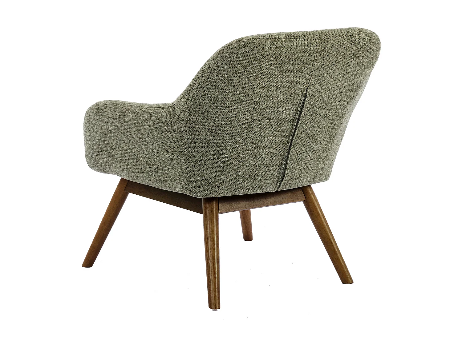 MALMO-Sillón de madera patinada nogal y tejido Trendy Sauge