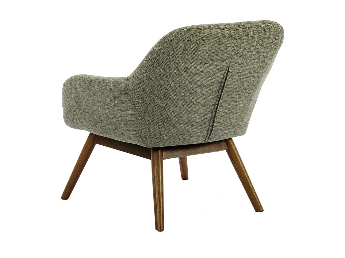 MALMO-Sillón de madera patinada nogal y tejido Trendy Sauge