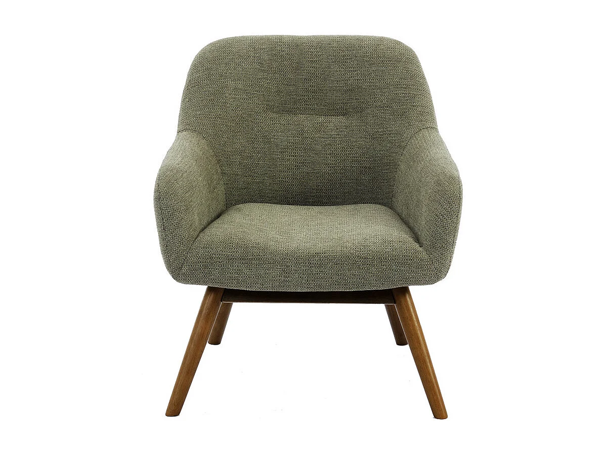 MALMO-Sillón de madera patinada nogal y tejido Trendy Sauge