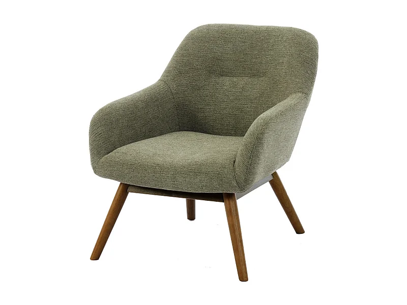 MALMO-Sillón de madera patinada nogal y tejido Trendy Sauge