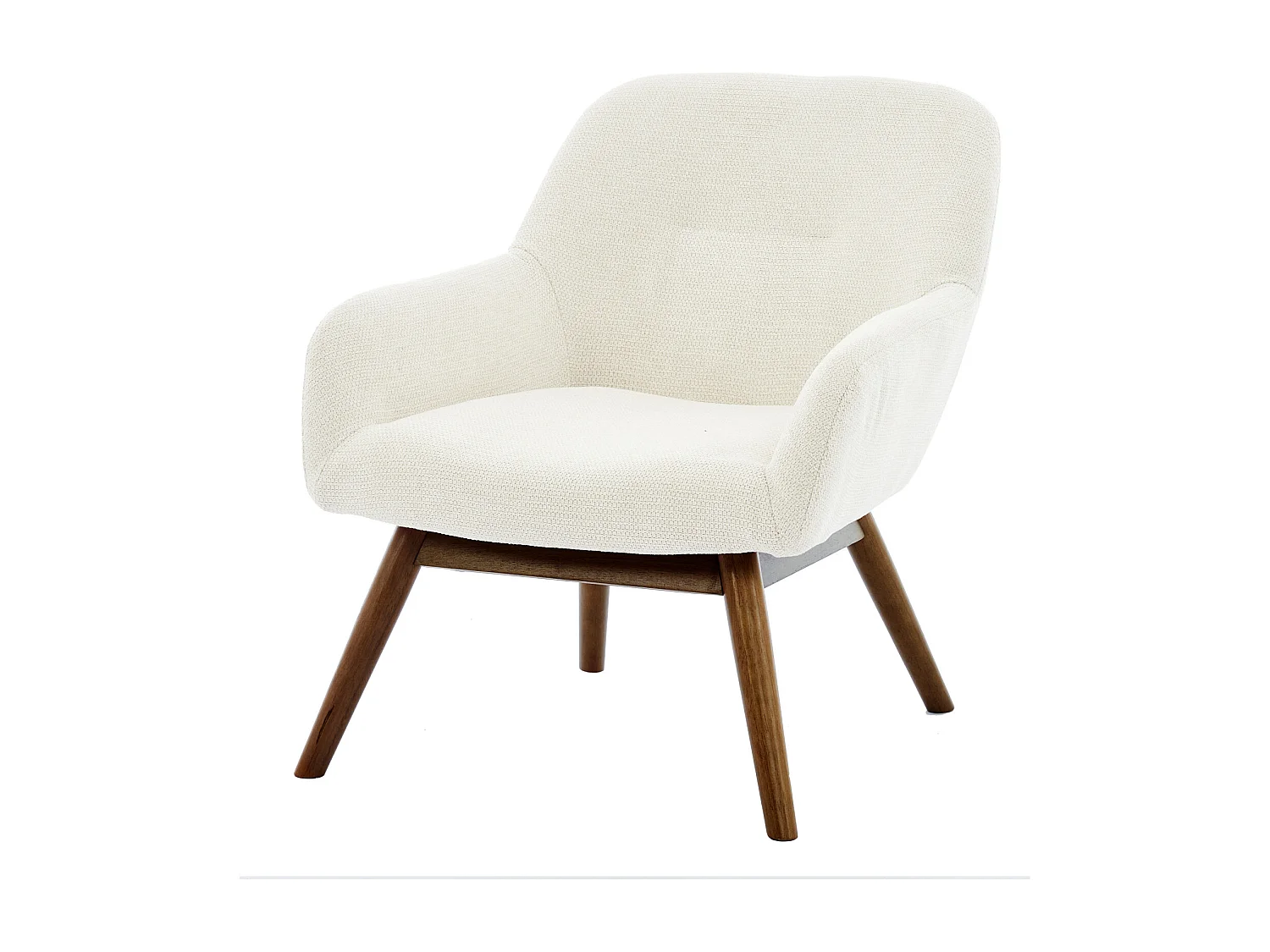 MALMO-Fauteuil en bois patiné noyer et tissu Trendy Beige