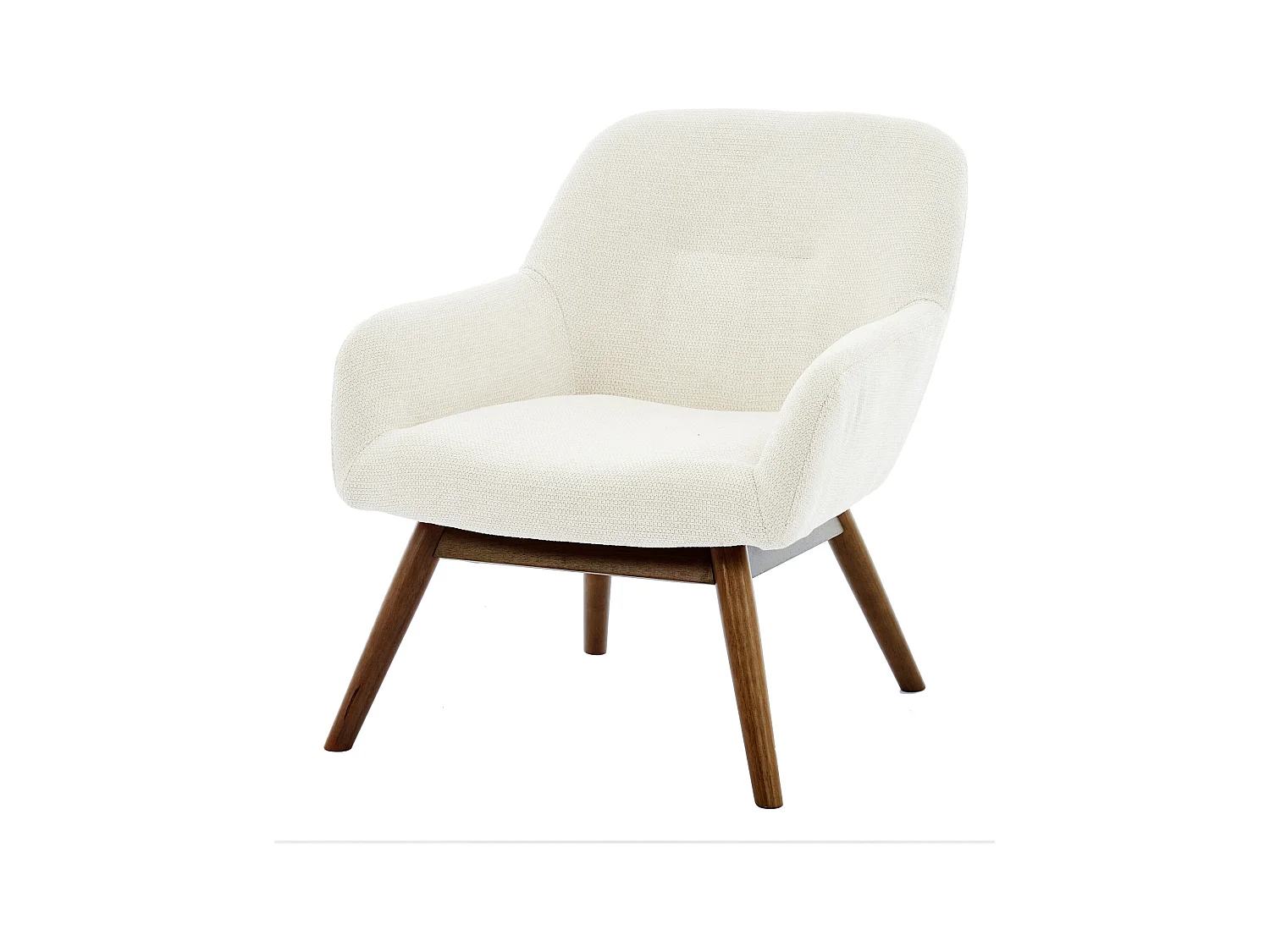 MALMO-Sillón de madera patinada nogal y tejido Trendy Beige