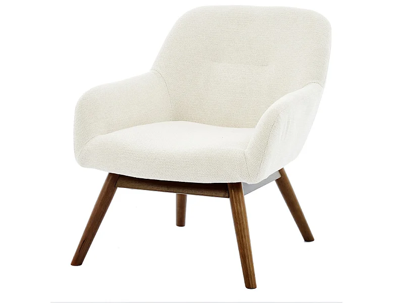 MALMO-Poltrona in legno patinato noce e tessuto Trendy Beige