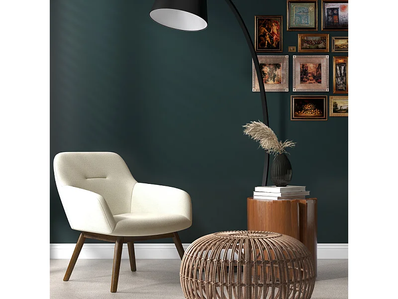 MALMO-Poltrona in legno patinato noce e tessuto Trendy Beige