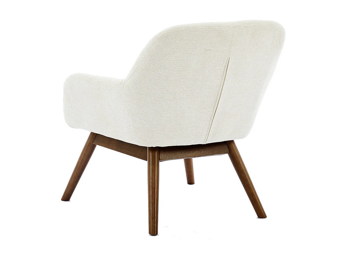 MALMO-Poltrona in legno patinato noce e tessuto Trendy Beige