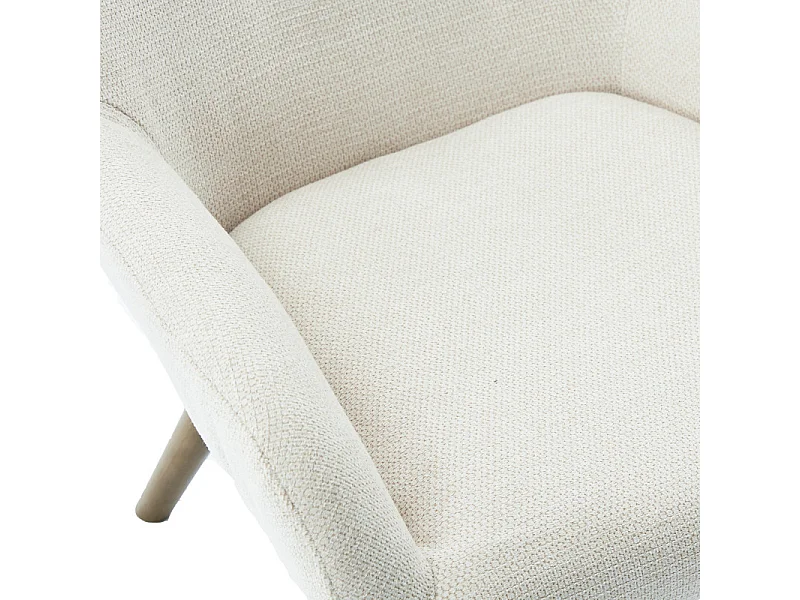 MALMO-Poltrona in legno patinato noce e tessuto Trendy Beige