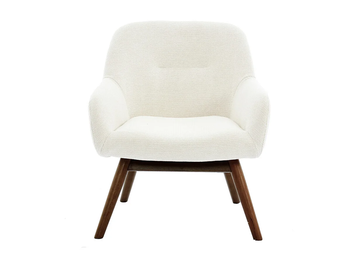 MALMO-Poltrona in legno patinato noce e tessuto Trendy Beige