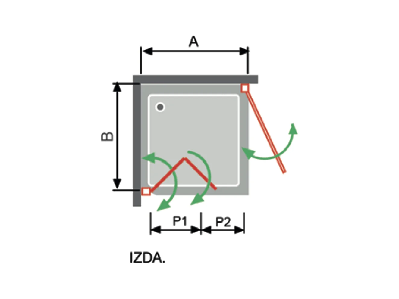 Angular de ducha Puerta Plegable 80 cm + Puerta Abatible NARDI Anclage Puerta Plegable 80 cm Izquierda