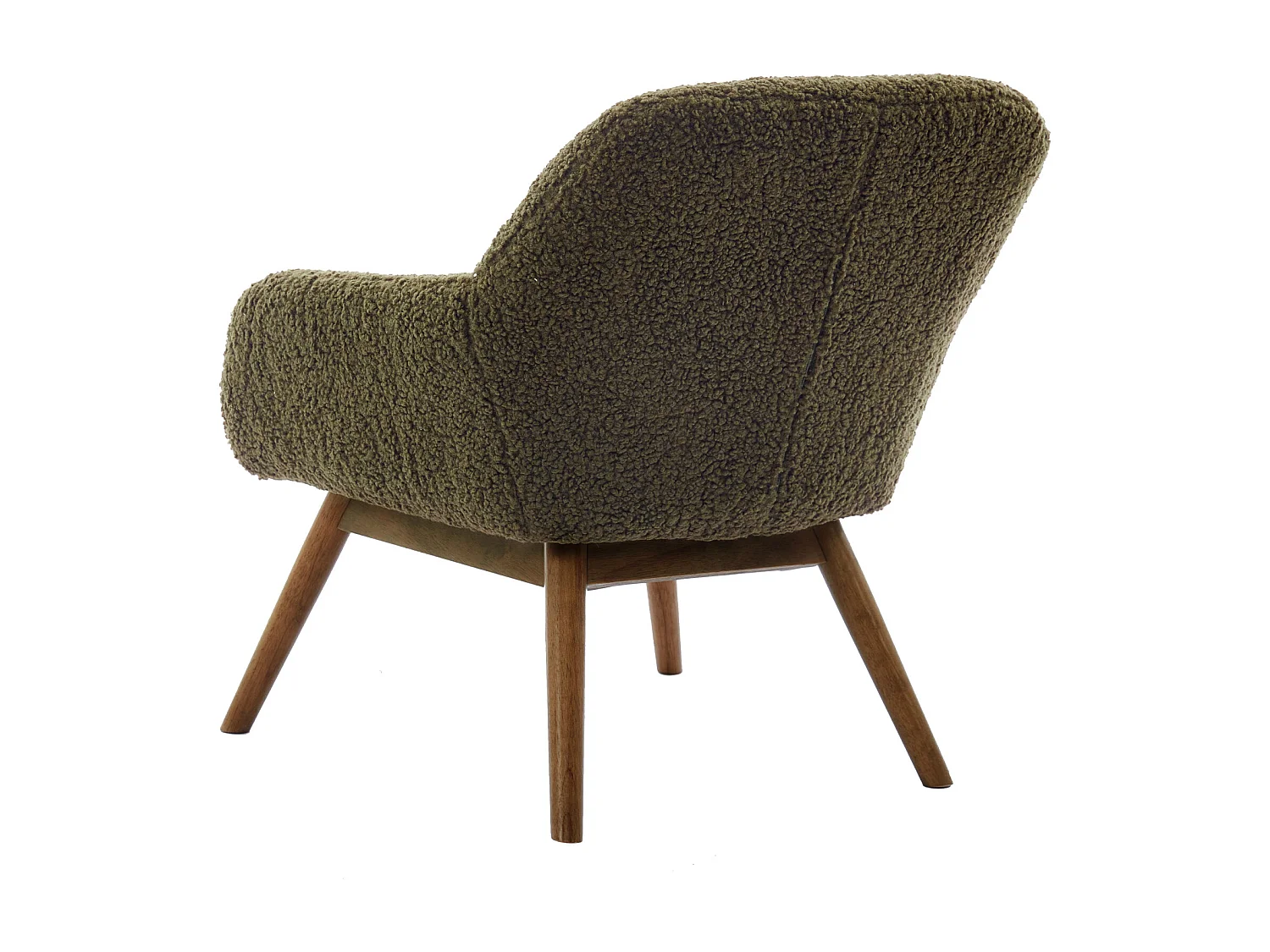 MALMO-Poltrona in legno patinato noce e tessuto bouclé Army