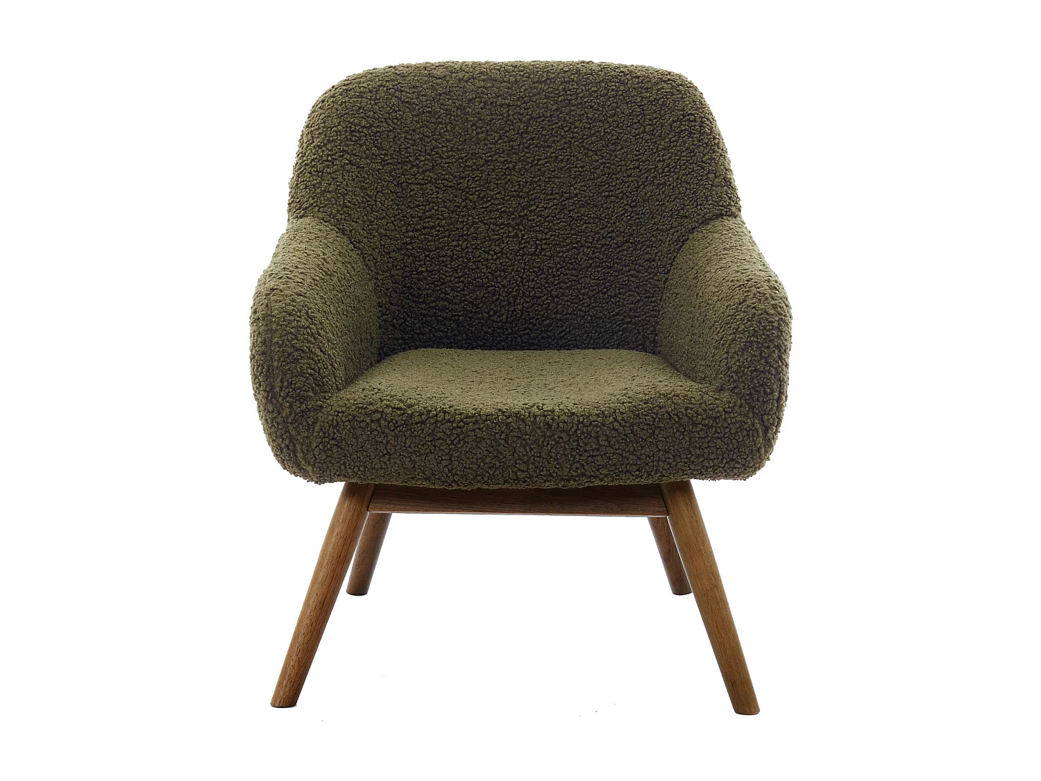 MALMO-Poltrona in legno patinato noce e tessuto bouclé Army
