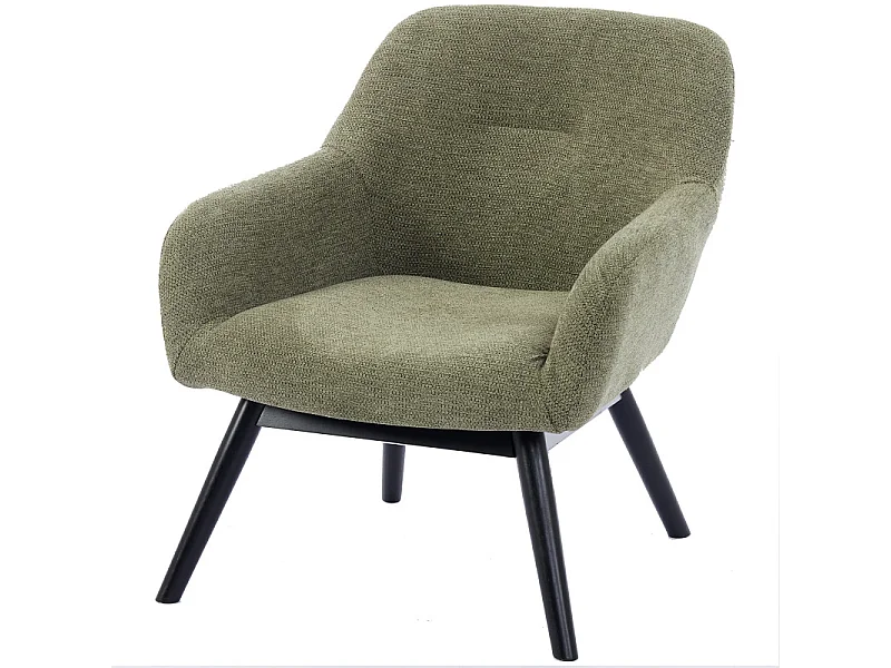 MALMO-Sillón de madera negra y tela Trendy Sauge