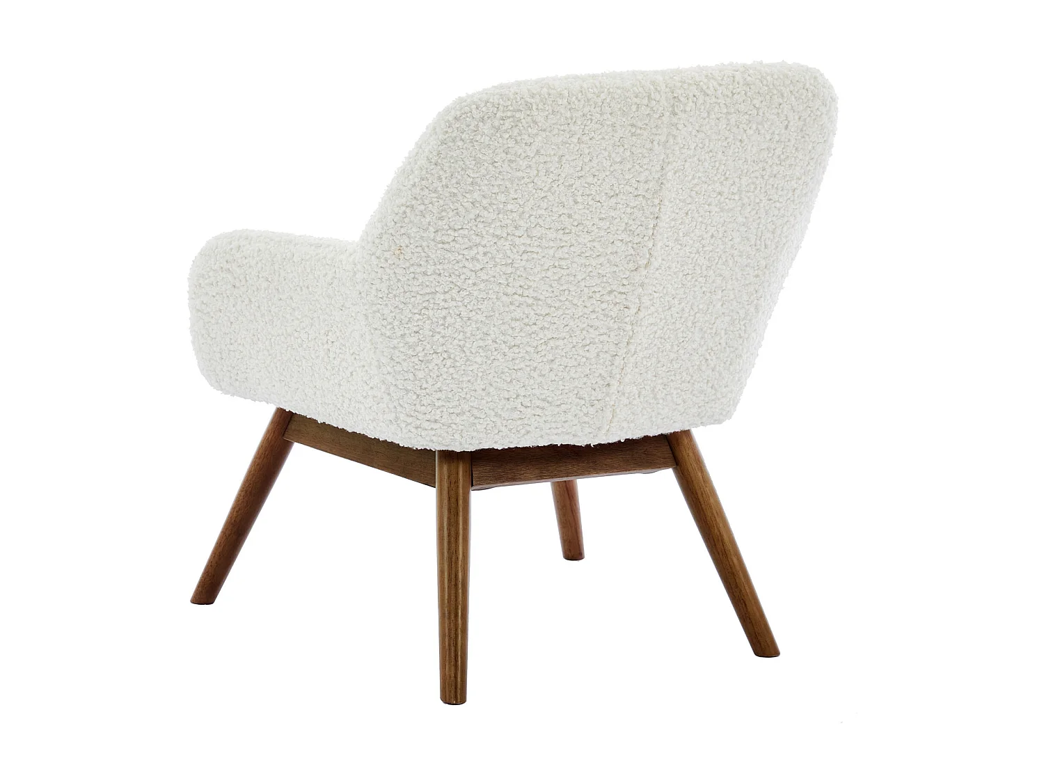 MALMO-Poltrona in legno patinato noce e tessuto bouclé Ecru