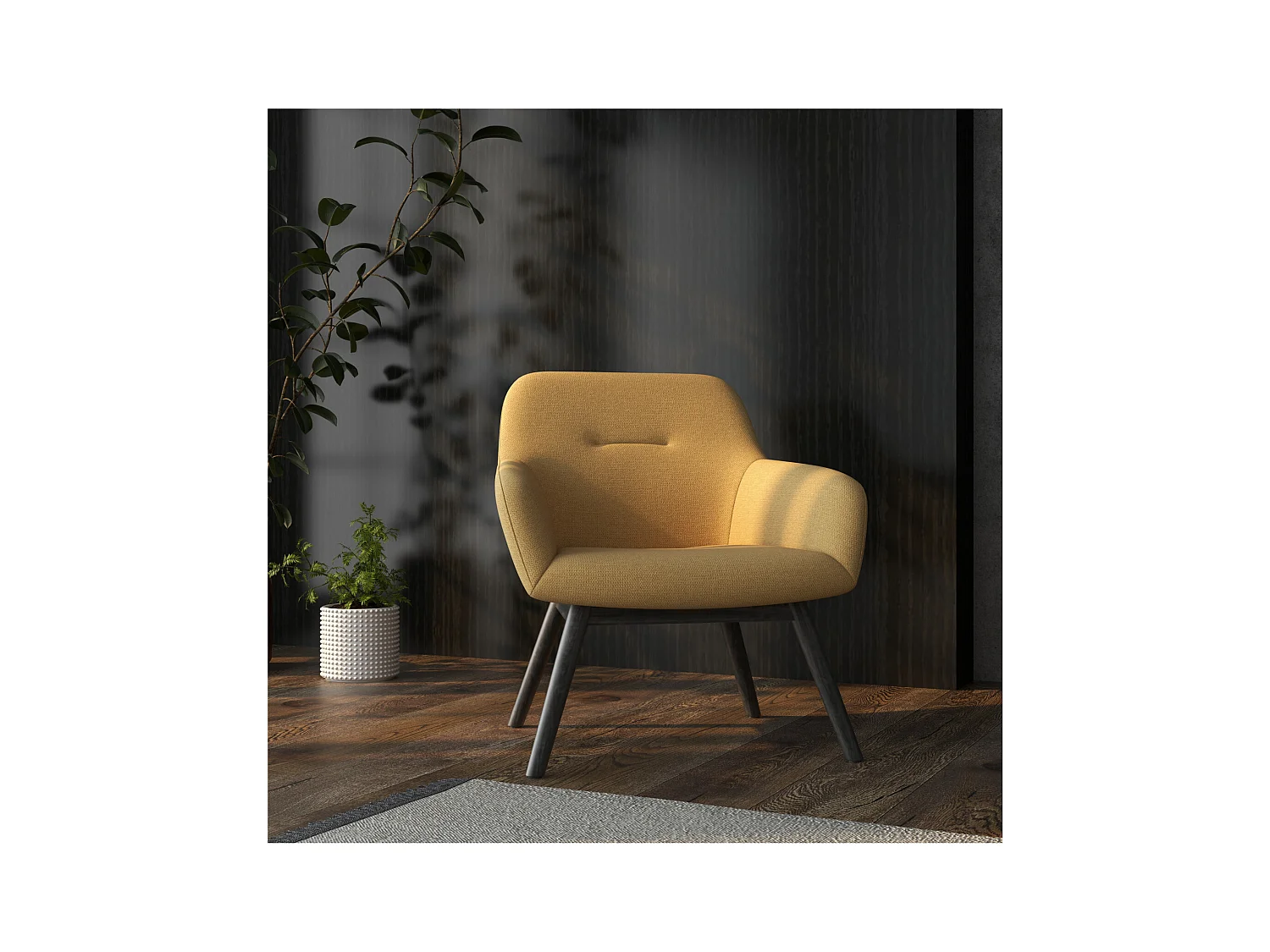 MALMO-FFauteuil en bois noir et tissu Trendy Safran