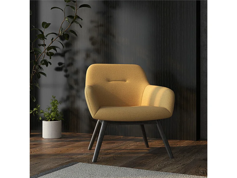 MALMO-Poltrona in legno nero e tessuto Trendy Safran