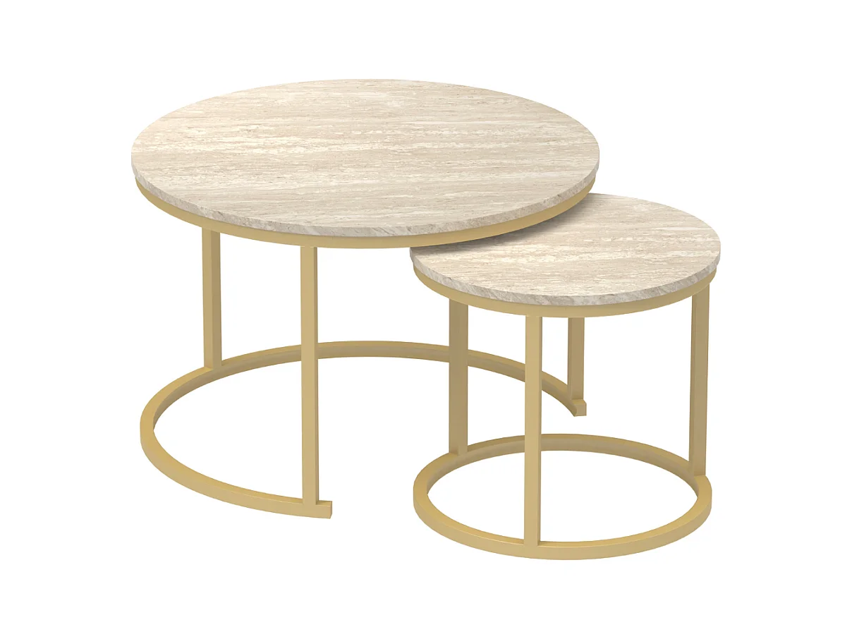 Lot de 2 Tables Basses Gigognes Rondes L70 cm - LENNY