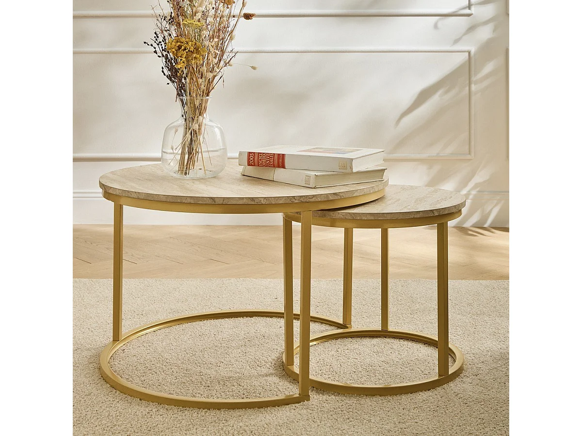 Lot de 2 Tables Basses Gigognes Rondes L70 cm - LENNY