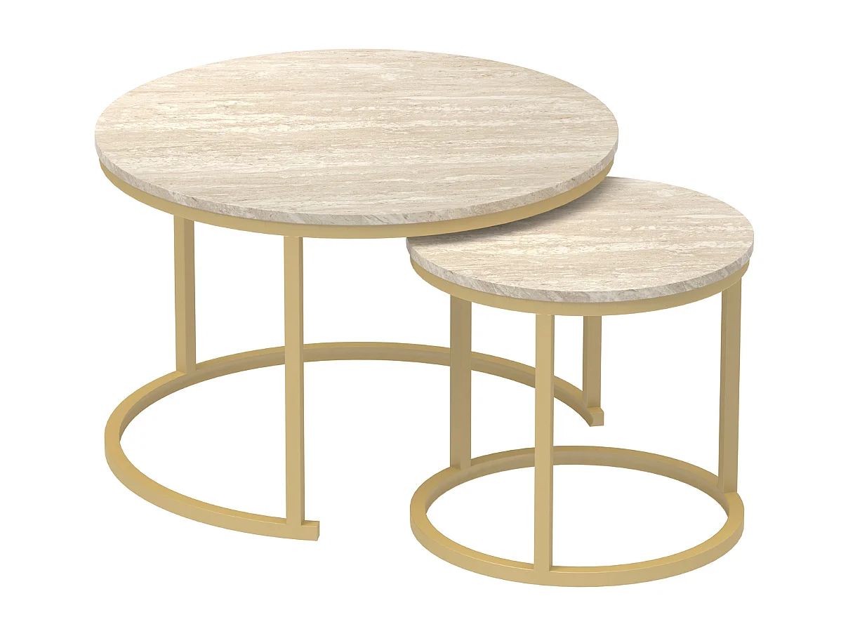 Lot de 2 Tables Basses Gigognes Rondes L70 cm - LENNY