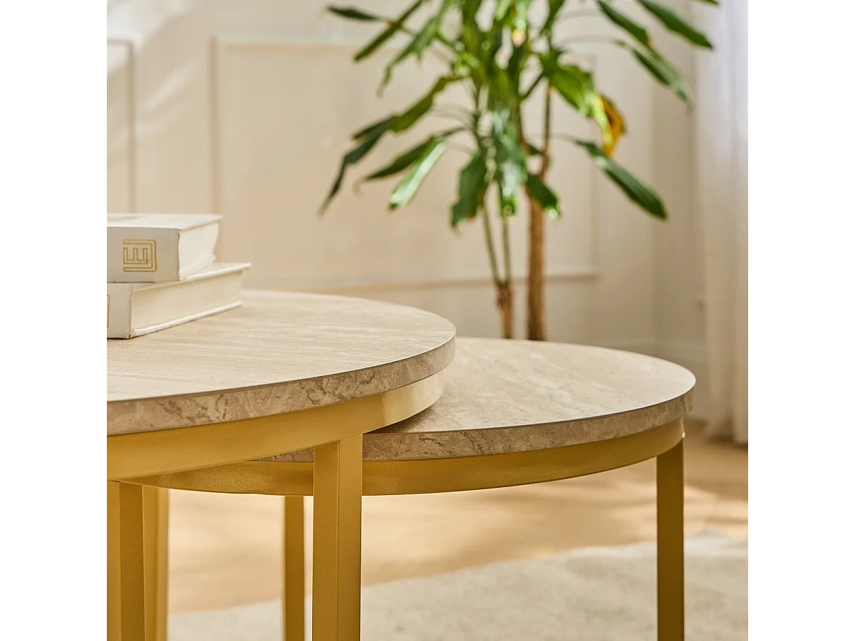 Lot de 2 Tables Basses Gigognes Rondes L70 cm - LENNY