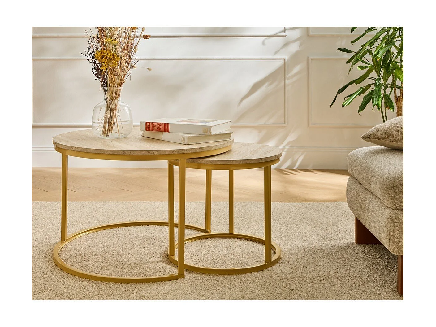 Lot de 2 Tables Basses Gigognes Rondes L70 cm - LENNY