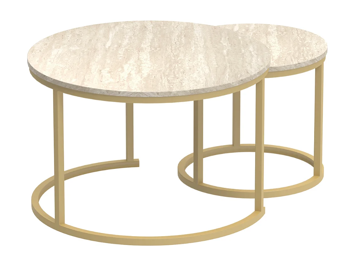 Lot de 2 Tables Basses Gigognes Rondes L70 cm - LENNY