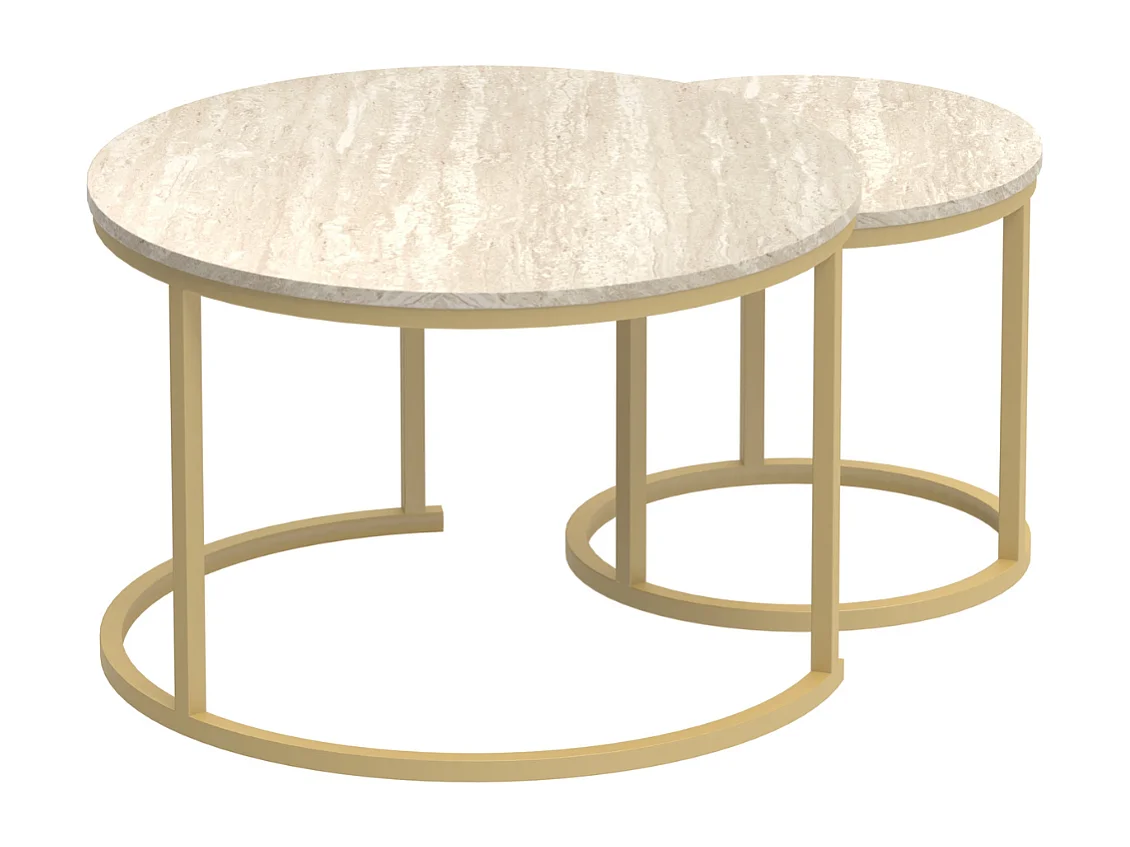 Lot de 2 Tables Basses Gigognes Rondes L70 cm - LENNY