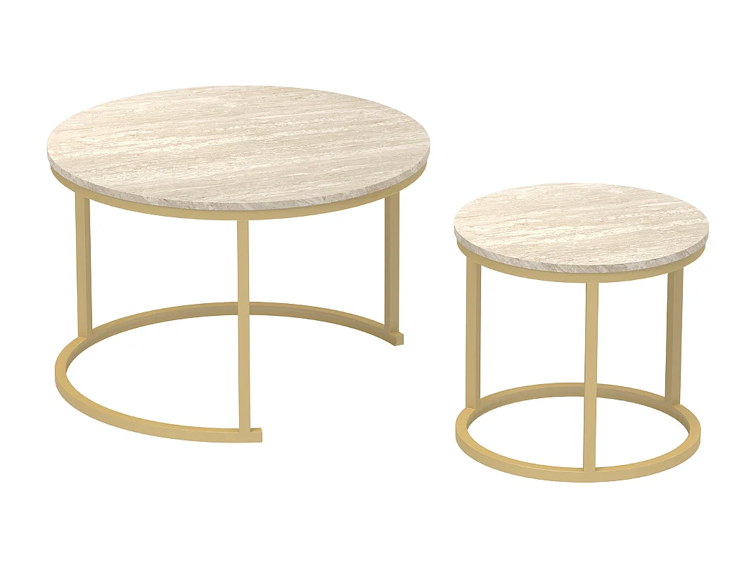 Lot de 2 Tables Basses Gigognes Rondes L70 cm - LENNY