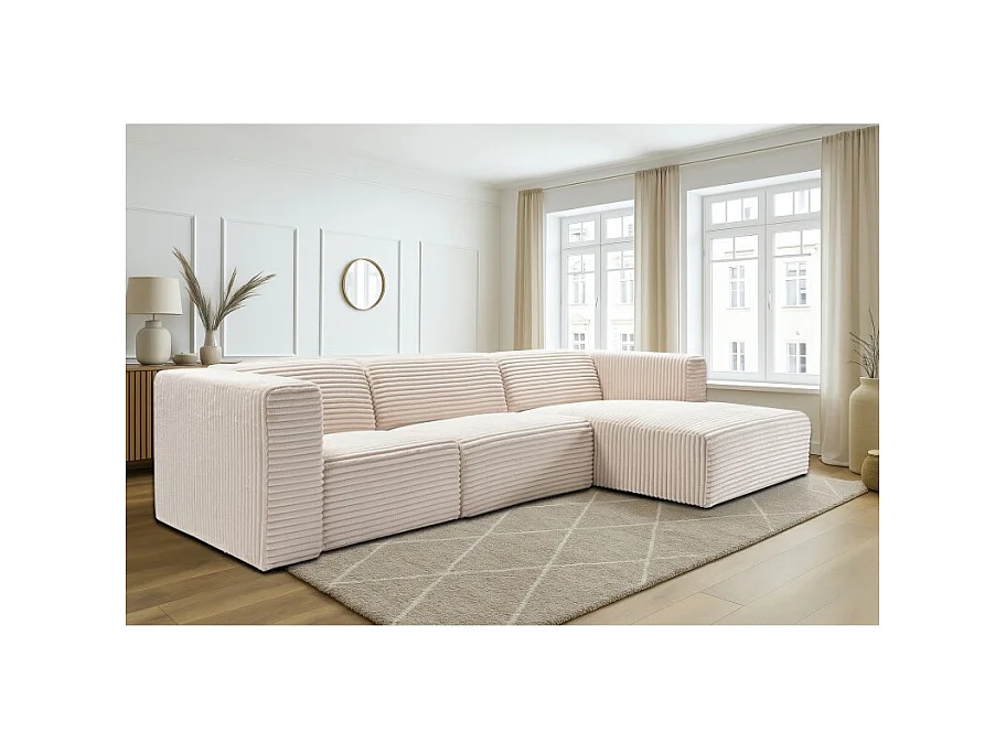 Canapé d’angle modulable 5 places PRADIA en velours côtelé