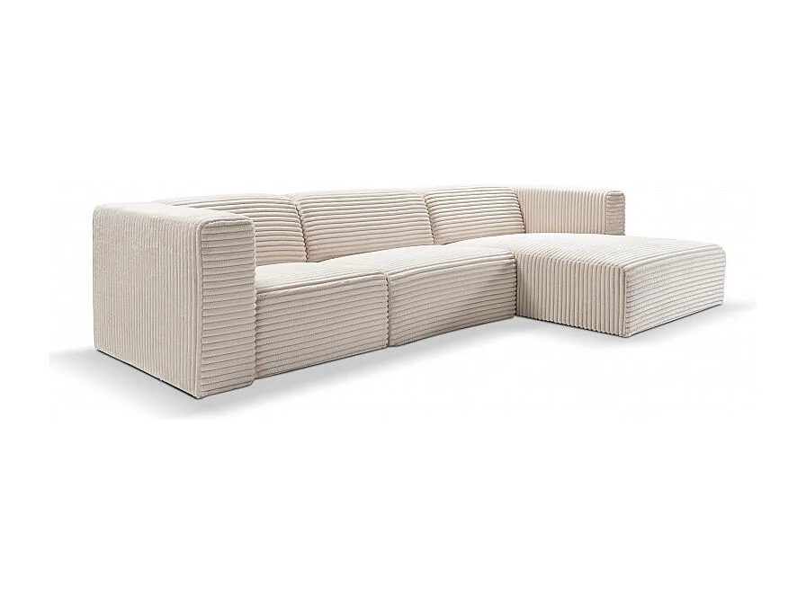 Canapé d’angle modulable 5 places PRADIA en velours côtelé
