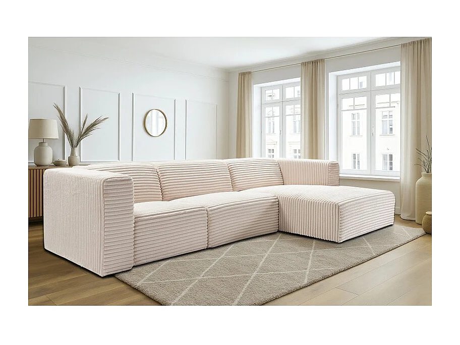 Canapé d’angle modulable 5 places PRADIA en velours côtelé