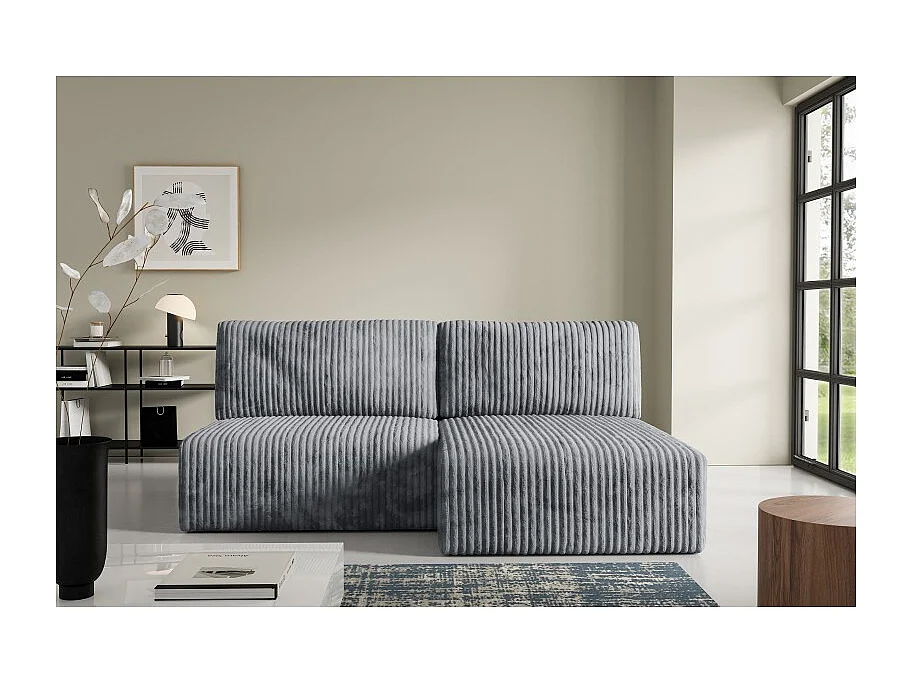 Canapé d'angle convertible BRIGIA en velours côtelé sans accoudoirs