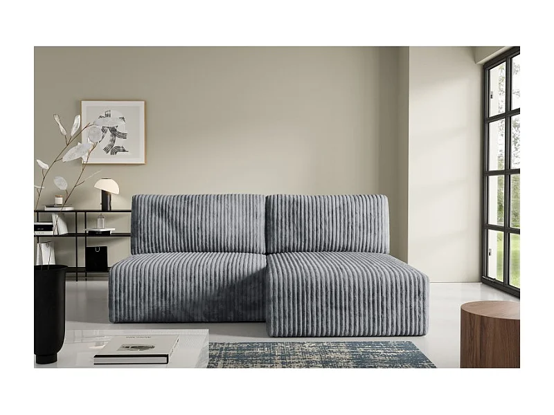 Canapé d'angle convertible BRIGIA en velours côtelé sans accoudoirs