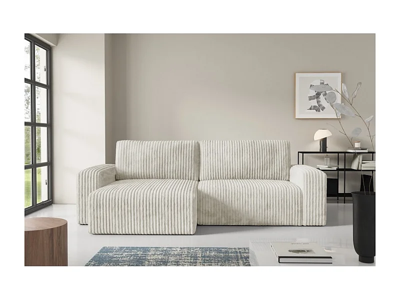 Canapé d'angle convertible BRIGIA en velours côtelé