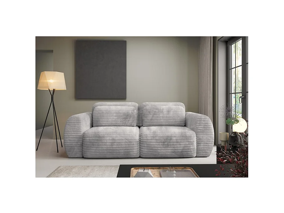 Canapé Convertible 3 Places CLADIA en velours côtelé grosse maille