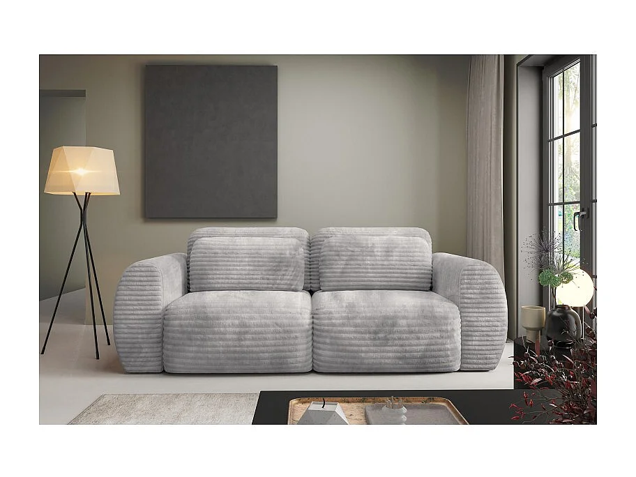 Canapé Convertible 3 Places CLADIA en velours côtelé grosse maille
