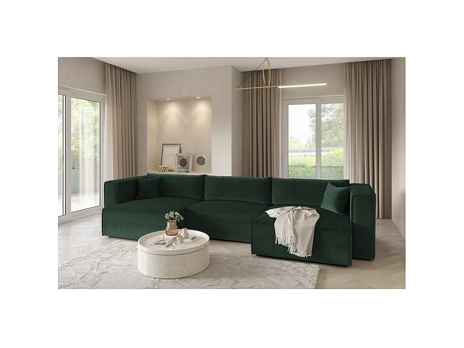 Canapé d'angle en U Convertible MONIYA en velours côtelé