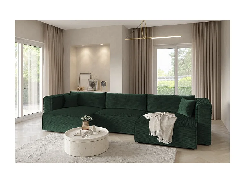 Canapé d'angle en U Convertible MONIYA en velours côtelé