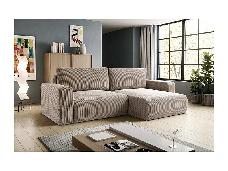 Canapé d’angle convertible GAYAO en velours côtelé
