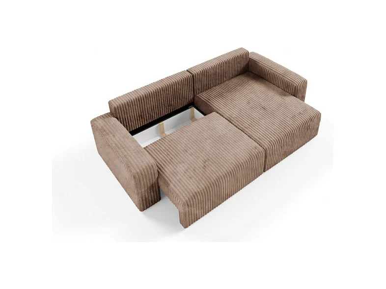 Canapé d'angle convertible BRIGIA en velours côtelé