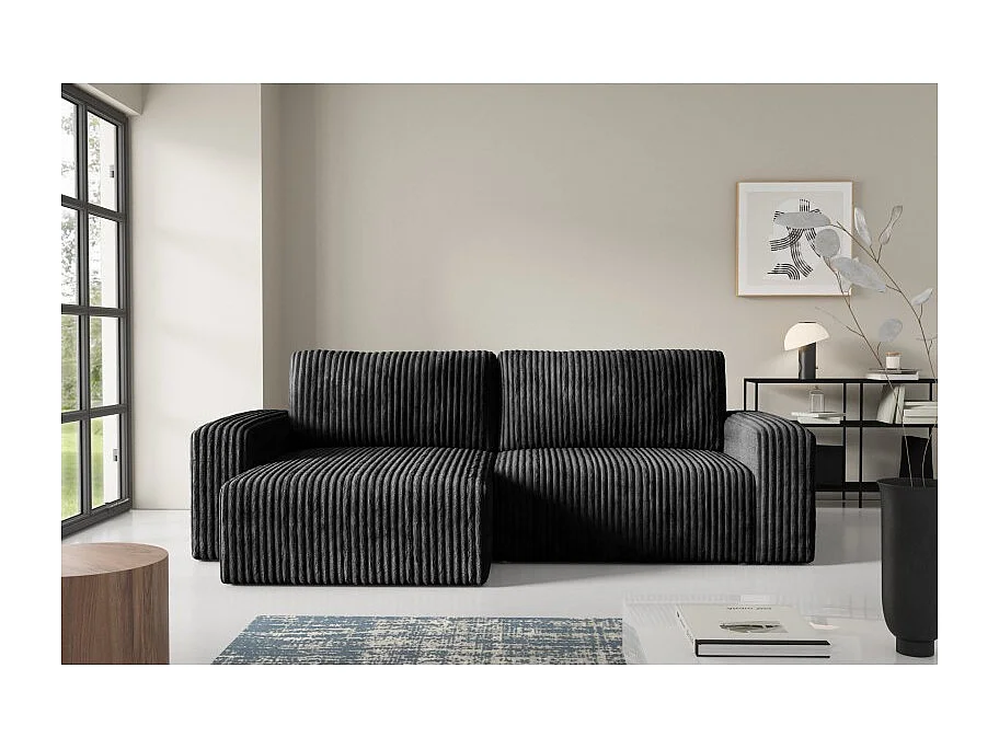 Canapé d'angle convertible BRIGIA en velours côtelé