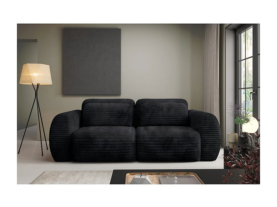 Canapé Convertible 3 Places CLADIA en velours côtelé grosse maille