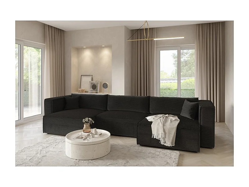 Canapé d'angle en U Convertible MONIYA en velours côtelé